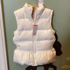NWT Gymboree Girls L 10/12 Cream Puffer Vest Fleece Lined